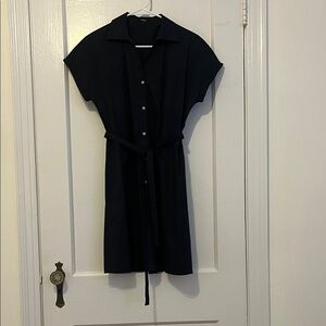 Theory Navy Midi Shirt Dress